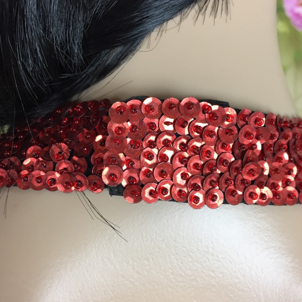 JC Red Sequin Bustier Top Size L (36) - Picture 4 of 5